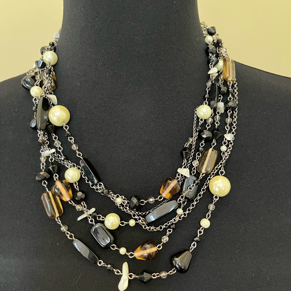 Lia Sophia, multi-strand necklace, black/brown - Picture 1 of 2